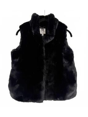 Milly Minis Girls Faux Fur Sleeveless Vest Jacket Black Size 12